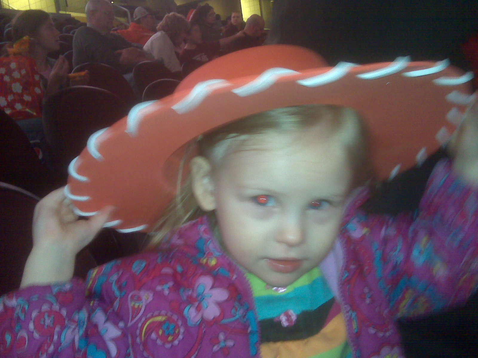 Grace in a Toy Story 3 Jessie hat